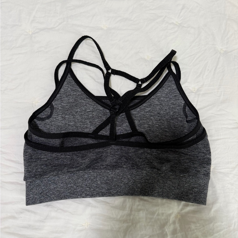 Gymshark Women's Dark Charcoal Seamless Strappy Sports Bra - Picture 2 of 2